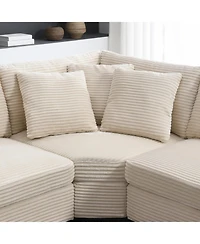Streamdale 106" L-Shaped Corduroy Sectional Sofa with Storage and Conveniences