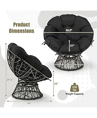 Pe Wicker Papasan Chair with Thick and Removable Cushion