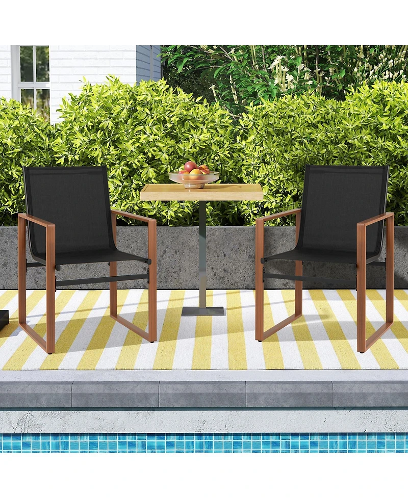 Outdoor Dining Chairs with Breathable Seat and Backrest Set of 2