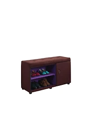 Entryway Shoe Bench with Tufted Cushion and Storage Shelf