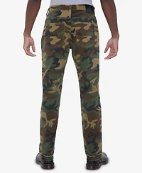 Raw X Men's Printed Pieced Fringed Stacked Jeans