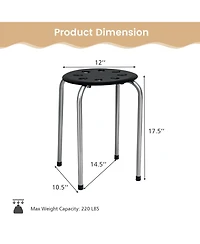 17.5 Inch Set of 6 Portable Plastic Stack Stools with Metal Frame