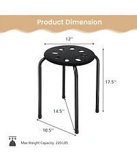 17.5 Inch Set of 6 Portable Plastic Stack Stools with Metal Frame