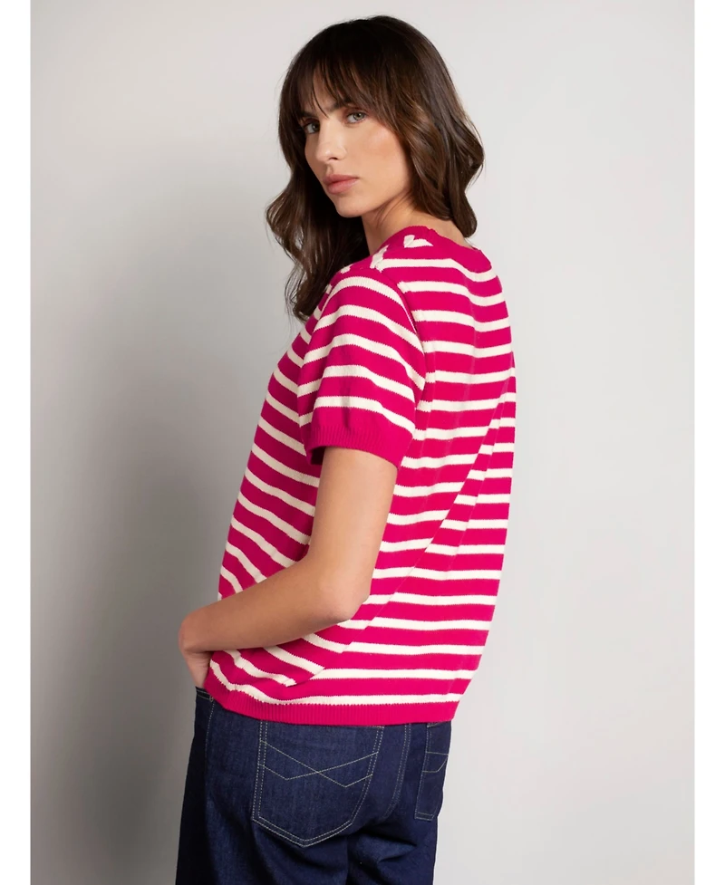 Celtic & Co. Women's Striped Knitted Crew Neck Tee
