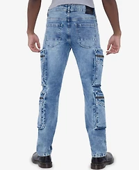 Raw X Men's All Over Zipper Cargo Pocket Straight Fit Fashion Jeans