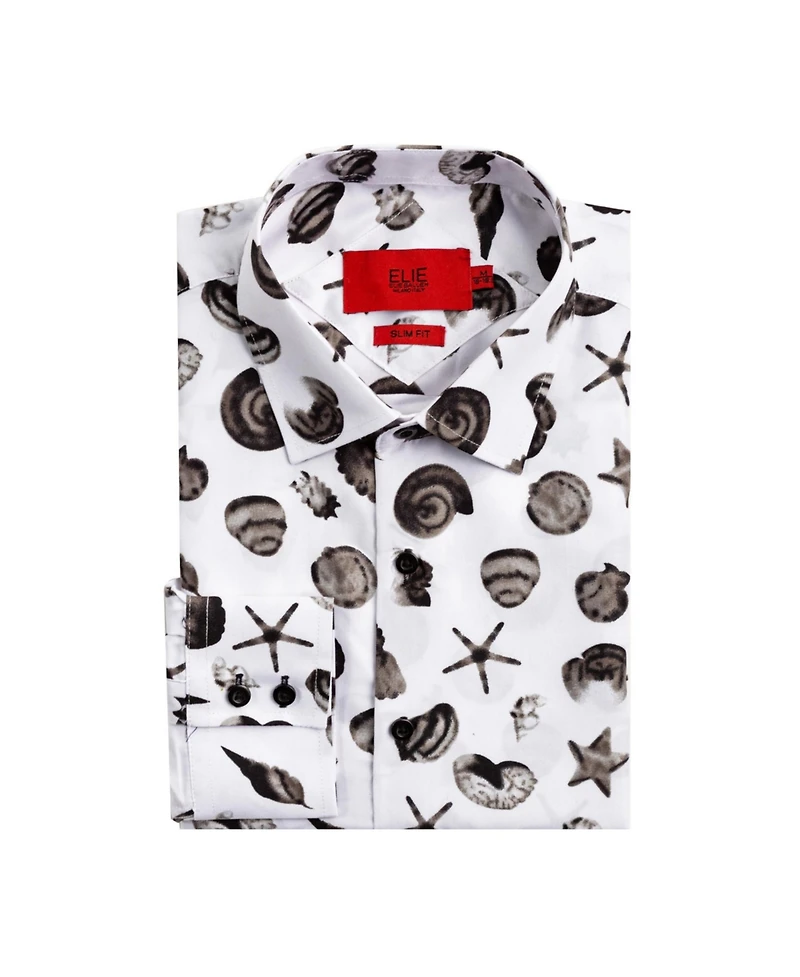 Elie Balleh Big Boys Slim Fit Sea Shell Print Shirt