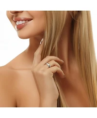 Spero London Sterling Silver Wide Hammered Ring