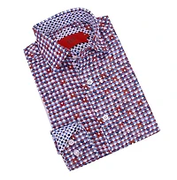 Elie Balleh Big Boys Blue Printed Short Sleeve Slim Fit Shirt