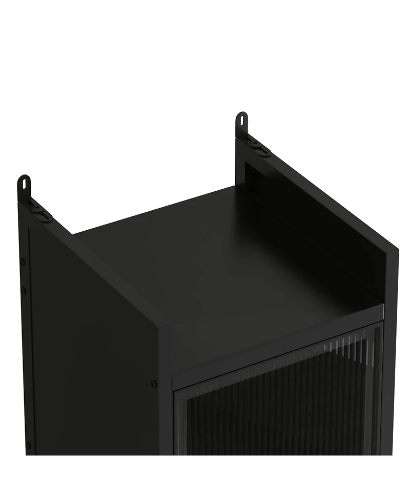 Modern 4-Tier Glass Door Cabinet with 5-Tier Storage for Home