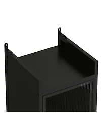 Modern 4-Tier Glass Door Cabinet with 5-Tier Storage for Home