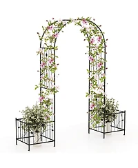 2 in 1 Garden Arbor with 2 Side Planters and 8 Ground Stakes