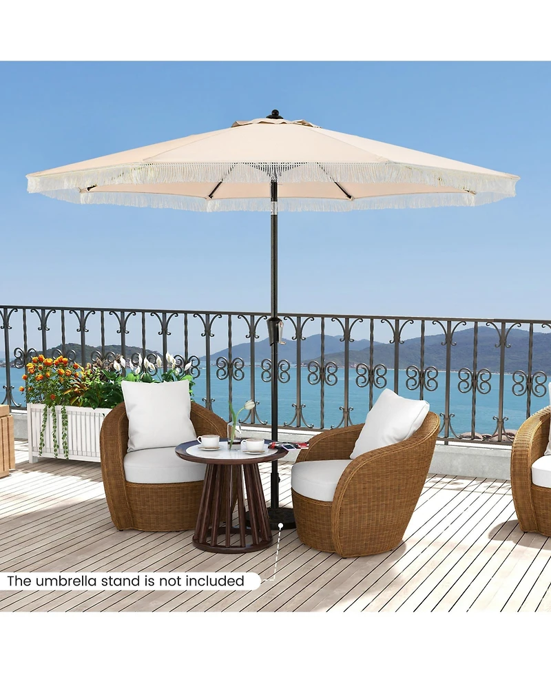 9 Ft Patio Umbrella with Sun-Protective Canopy for Patio Garden Pool