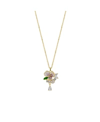 Spero London Pansy Violet Floral Necklace Sterling Silver