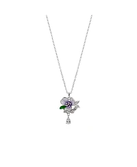 Spero London Pansy Violet Floral Necklace in Sterling Silver