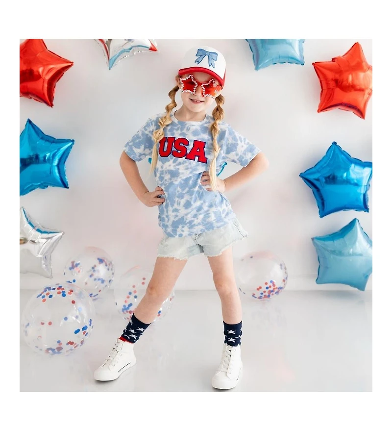 Sweet Wink Toddler Girls Usa Patch Short Sleeve T-Shirt
