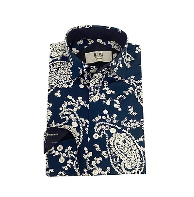 Elie Balleh Big Boys Blue Paisley Slim Fit Shirt