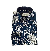 Elie Balleh Big Boys Blue Paisley Slim Fit Shirt