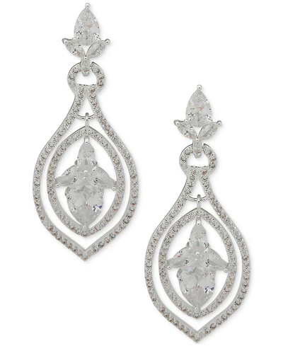 Anne Klein Silver-Tone Cubic Zirconia Drop Earrings