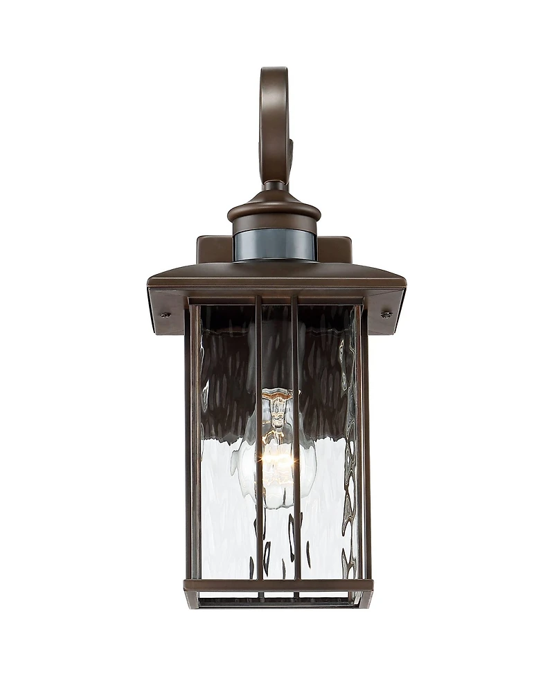 John Timberland Deaver Modern Outdoor Wall Light Fixtures Set of 2 Bronze Motion Sensor Dusk to Dawn 15 1/4" Water Glass for Exterior
