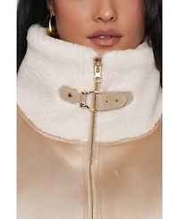 Jluxlabel Women's Suede And Sherpa Jacket