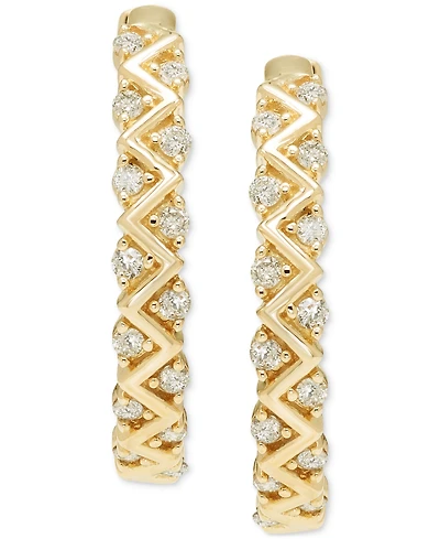Diamond Hoop Earrings (1/4 ct. t.w.) in 10k Yellow Gold