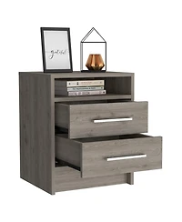 Modern Nightstand with Open Shelf and 2 Drawers – Bedside Table