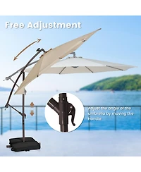 10 Feet Cantilever Umbrella with 32 Led Lights and Solar Panel Batteries