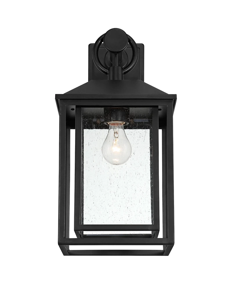 John Timberland Califa Mission Outdoor Wall Light Fixture Black Metal 18" Clear Seedy Glass for Post Exterior Barn Deck House Porch Yard Patio Ho