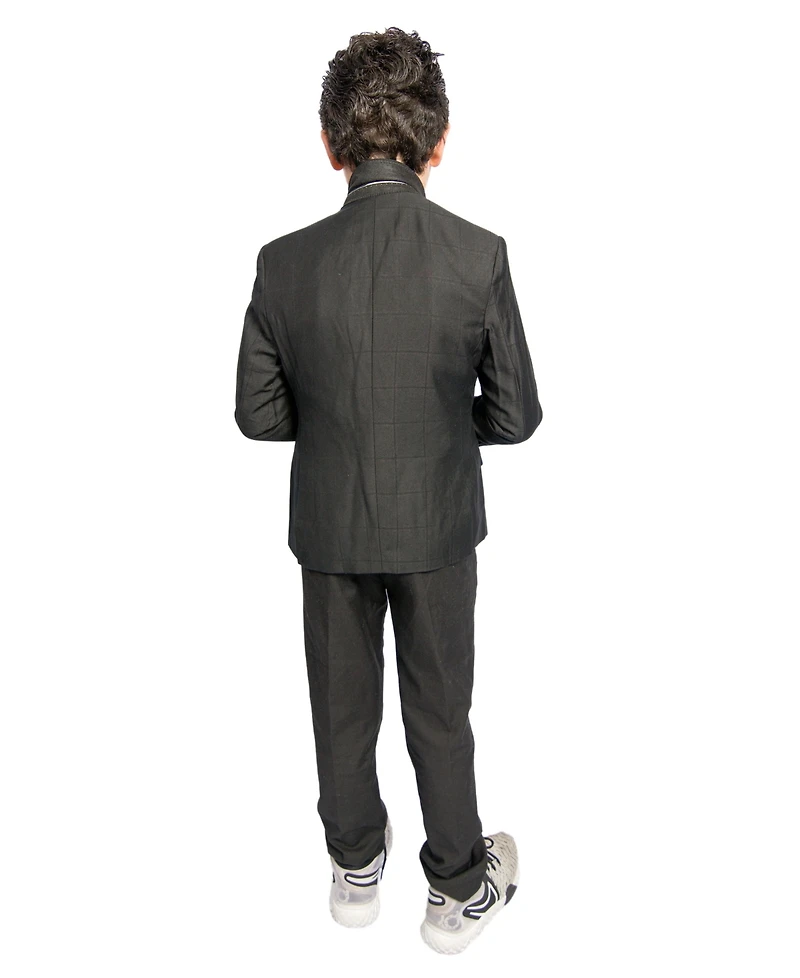 Elie Balleh Boys Black Slim Fit Windowpane Jacket