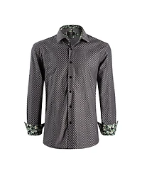 Elie Balleh Big Boys Grey Slim Fit Jacquard Dot Shirt