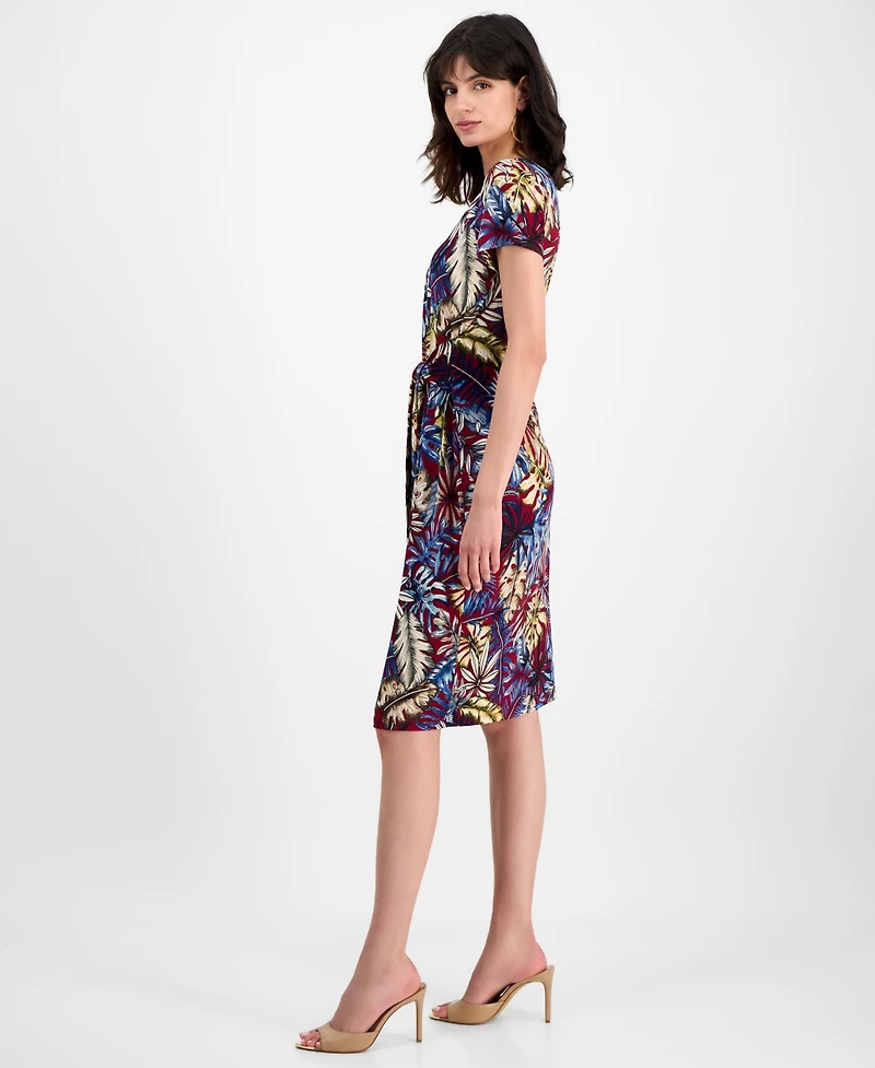 Connected Women's Printed Tie-Front Sheath Dress