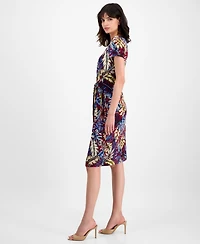 Connected Women's Printed Tie-Front Sheath Dress