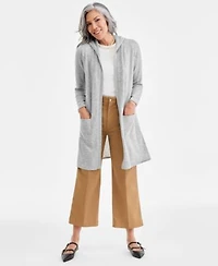 Charter Club Womens 100 Cashmere Open Front Hoodie P P Macys Exclusive