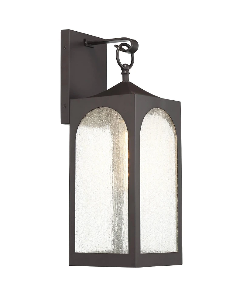 Possini Euro Design Tyne Modern Outdoor Wall Light Fixtures Set of 2 Bronze Metal 20 1/2" Seedy Glass for Post Exterior Barn Deck House