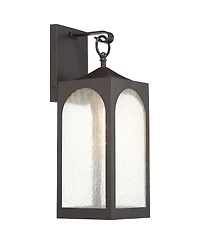 Possini Euro Design Tyne Modern Outdoor Wall Light Fixtures Set of 2 Bronze Metal 20 1/2" Seedy Glass for Post Exterior Barn Deck House