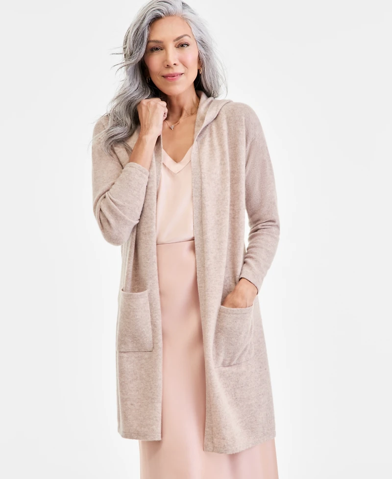 Charter Club Women's 100% Cashmere Open-Front Hoodie, Macy's Exclusive