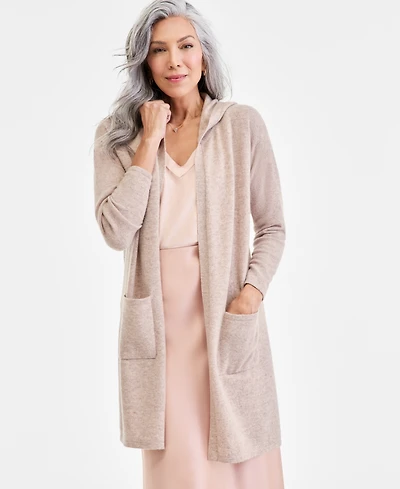 Charter Club Women's 100% Cashmere Open-Front Hoodie, Macy's Exclusive