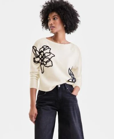 Charter Club Womens 100 Cashmere Boatneck Embroidered Floral Sweater Pxs Xxl Macys Exclusive
