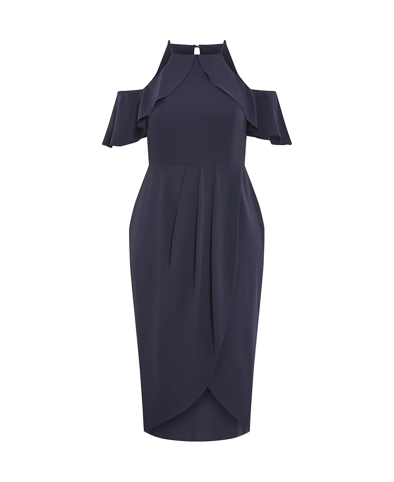 City Chic Plus Love Siren Ruffle Shoulder Dress