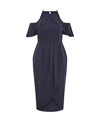 City Chic Plus Love Siren Ruffle Shoulder Dress