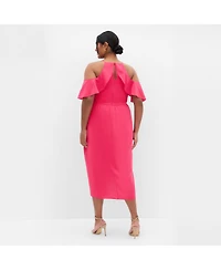 City Chic Plus Love Siren Ruffle Shoulder Dress