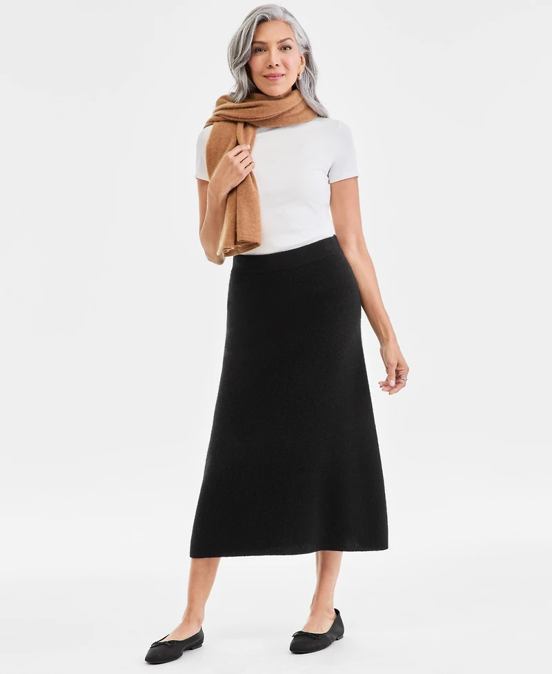 Charter Club Women's 100% Cashmere A-Line Shaker Midi Skirt, Macy's Exclusive