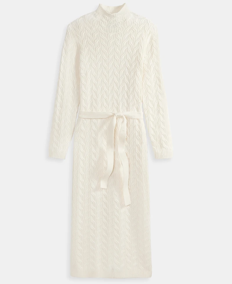 Charter Club Women's 100% Cashmere Cable-Knit Mock Neck Midi Dress, Macy's Exclusive