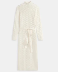 Charter Club Women's 100% Cashmere Cable-Knit Mock Neck Midi Dress, Macy's Exclusive