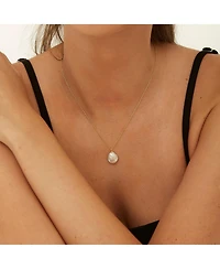 Spero London Baroque Flat Pearl Pendant Necklace Sterling Silver