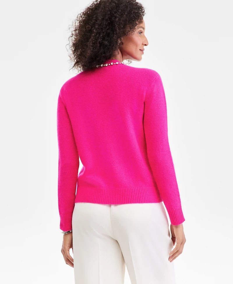 Charter Club Women's 100% Cashmere V-Neck Rhinestone Cardigan, Macy's Exclusive