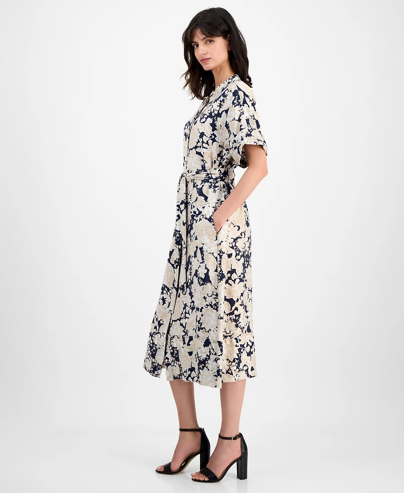 Nautica Jeans Women's Short-Sleeve Belted Midi Dress
