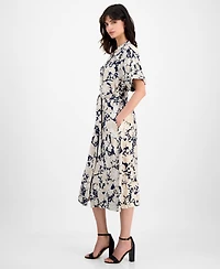 Nautica Jeans Women's Short-Sleeve Belted Midi Dress