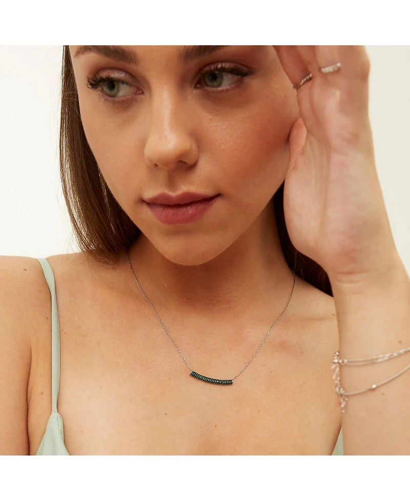 Spero London Sterling Silver Concave Bar Necklace - Green