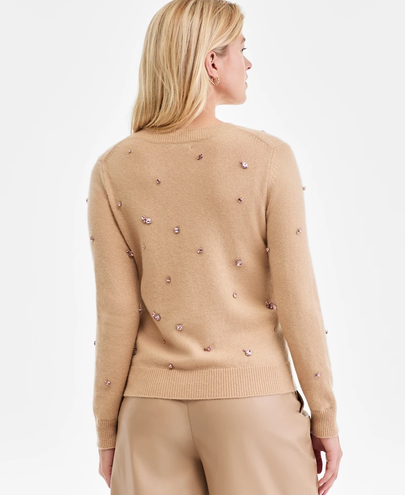 Charter Club Women's 100% Cashmere Embellished Chunky Crewneck Sweaters, Macy's Exclusive